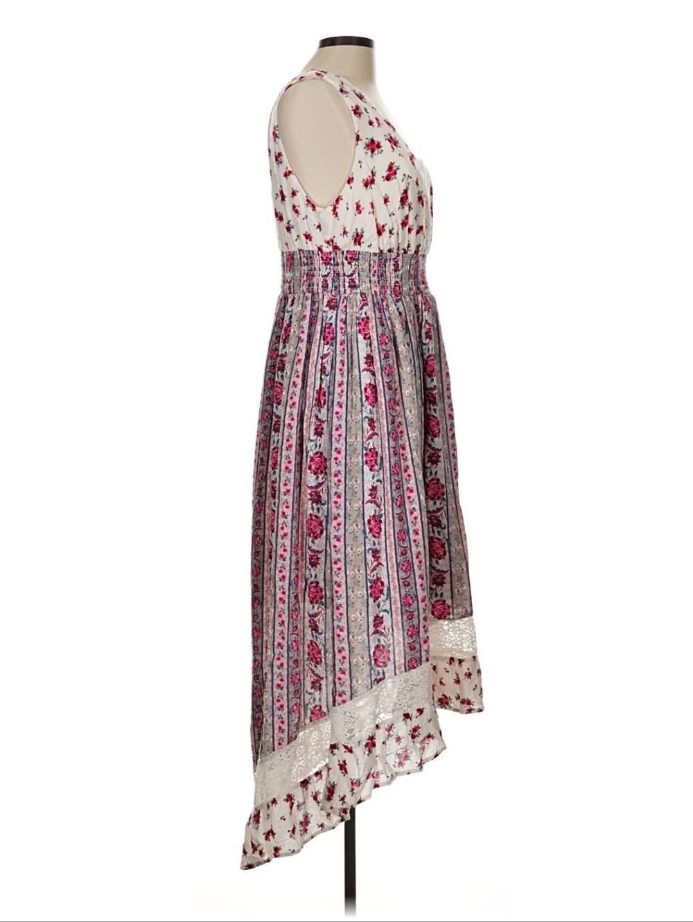 Torrid White and Pink Floral High-Low Midi Cottage Dress Size 0X - Picture 3 of 6